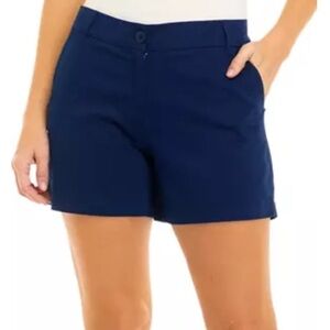 Crown & Ivy Women’s Short Caroline Button/Zip Navy Chino Size-4P EUC